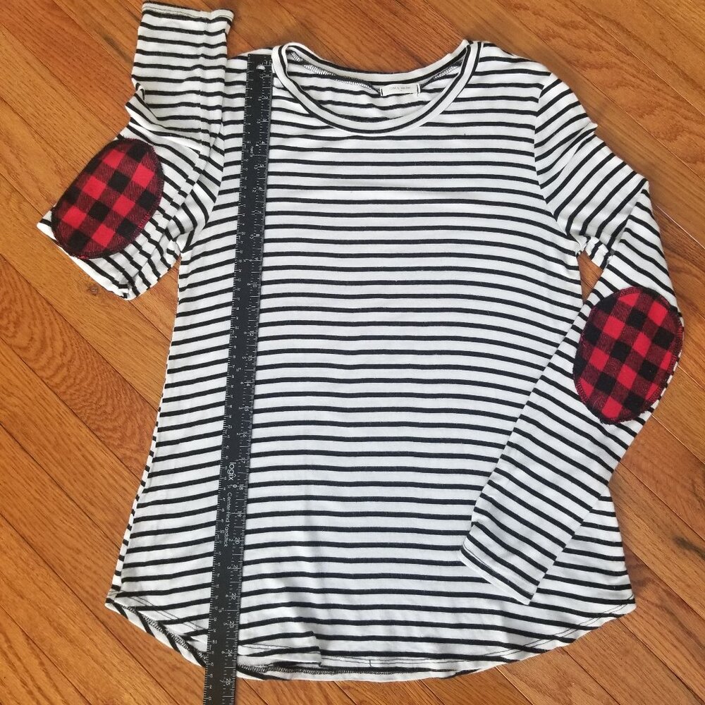 12PM by Mon Ami striped long sleeve top with elbow patches M